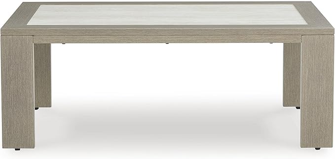 Signature Design by Ashley Kimpton Isle Contemporary Outdoor Fade and Rust Resistant Coffee Table with Stone Tabletop - Photo 3