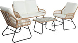 4-Piece Rattan Patio Set - All-Weather Outdoor Conversation Furniture Set Group with Tempered Glass Table & Quick-Dry - Photo 1