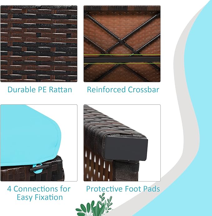 Tangkula 2 Pieces Patio Rattan Ottomans, All Weather Outdoor Footstool Footrest Seat with Soft Cushion, Hidden Zipper - Photo 6