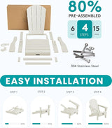 SERWALL Folding Adirondack Chair Set of 6 - Folding Adirondack Chairs with Cup Holder - Photo 6