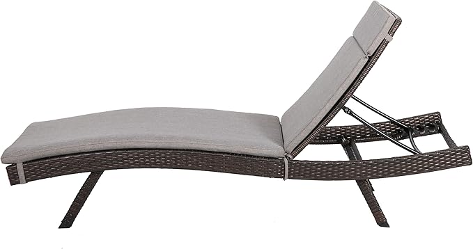 Christopher Knight Home Salem Outdoor Wicker Adjustable Chaise Lounges with Cushions, 2-Pcs Set, Multibrown And Charcoal - Photo 1