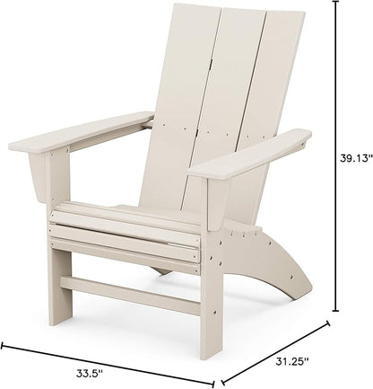 POLYWOOD Modern Curveback Adirondack Chair, Sand - Heavy Duty HDPE Outdoor Furniture - Bonfire Fire Pit Seating - Classic Wooden Style Patio, Lawn, Deck, Dock & Lake Chairs
