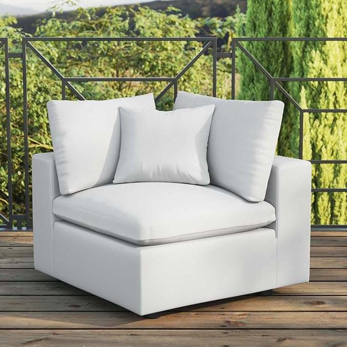 Modway Commix Overstuffed Outdoor Patio Corner Chair in White - Photo 2