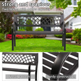 Anti-Rust Metal Bench Garden Bench with Back Porch Benches for Outdoor Cast Iron Steel Frame Chair Waterproof, Black - Photo 3