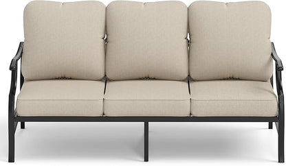 HERA'S HOUSE Patio Furniture Sofa, All-Weather Outdoor 3 Seats Couch, Outdoor Patio Couch with Deep Seating and Olefin Cushions for Lawn Garden Backyard Balcony