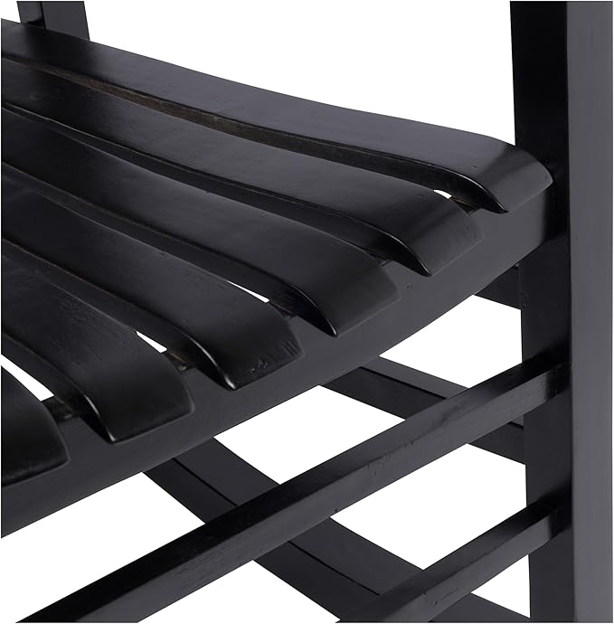 Shine Company Vermont Porch Rocker, High Back Acacia Wood Rocking Chair, Black