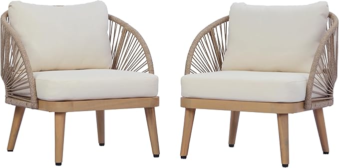 Christopher Knight Home Lydia Set of 2 Boho Patio Furniture Acacia Wood Club Chairs, Outdoor Lounge Chairs - Photo 5