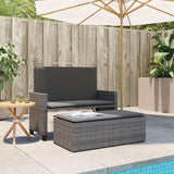 Garden Bench Deck Bench Patio Bench with Cushions and Footstool Gray Poly Rattan - Photo 3
