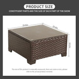 Rattaner Patio Furniture Wicker Coffee Table Outdoor Garden Square Side Table with Tempered Glass Top Brown - Photo 2