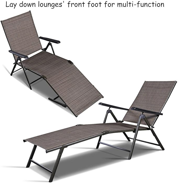 COSTWAY 2PCS Pool Chaise Lounge Chair Recliner Outdoor Patio Furniture Adjustable New