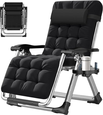ABORON Zero Gravity Chair,Premium Outdoor Lawn Folding Lounge Chairs,Sturdy Adjustable Reclining Patio Chairs with Removable Cushion,Headrest & Tray