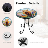 18" Outdoor Side Table, Highland Cattle Round Accent Table, Metal Indoor Small End Tables - Photo 4