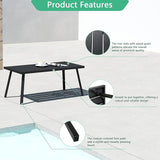 Helios&Hestia Small Rectangle Iron Outdoor Coffee Side End Table for Patio, Deck, Backyard, Garden, Poolside, Black - Photo 3