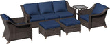 6 Pieces Patio Conversation Furniture Set - 1 Sofa, 2 Armchairs, 2 Ottomans, 1 Side Table - Photo 6