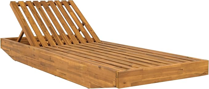 Christopher Knight Home Maril Acacia Wood Chaise Lounge Chair Outdoor, Adjustable Backrest Sun Lounger Recliner, Wooden Patio Sun Bathing Lounge Chair, Teak