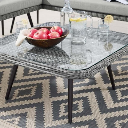 Endeavor Outdoor Patio Wicker Rattan Square Coffee Table in Gray