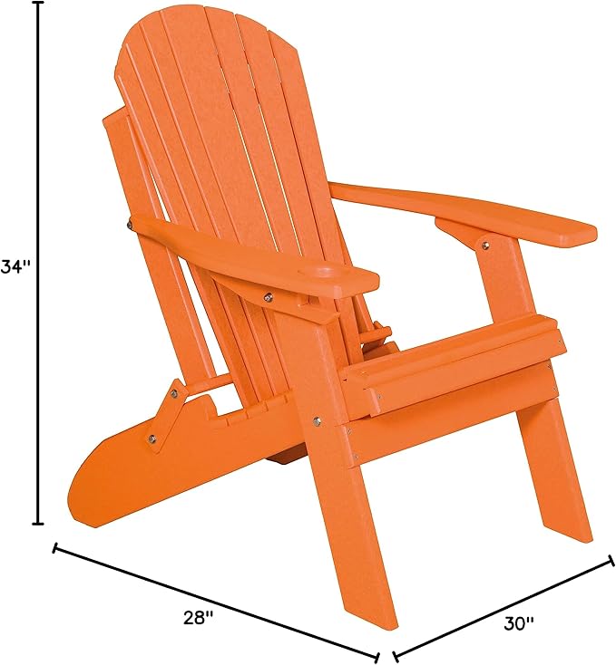 Furniture Barn USA Poly Folding Adirondack Chair, Tangerine
