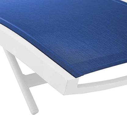 Modway Glimpse Outdoor Patio Mesh Chaise Lounge Set of 4 in White Navy