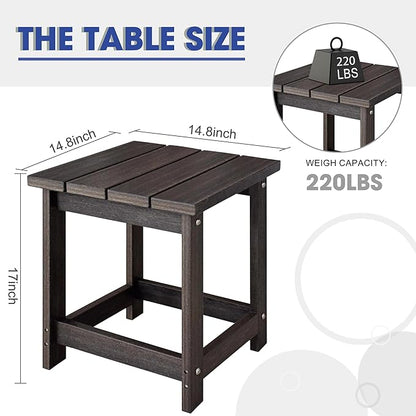 LZRS Adirondack Square Outdoor Side Table for Patio, Pool Composite Patio Table,HDPE End Tables for Backyard,Pool, Indoor Companion, Easy Maintenance & Weather Resistant(Brown Mixture)