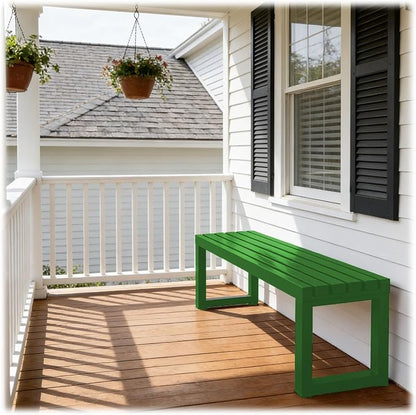 Outdoor Garden Bench, 2-Person Metal Patio Benches Weatherproof Outside Backless Bench 3.3ft 3.9ft 4.9ft 5.9ft Front Porch Seat Outdoor for Park, Yard, Lawn and Backyard Outside Chair(Green,5.9ft)