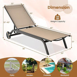 COSTWAY Outdoor Patio Chaise Lounge, 6-Position Adjustable Pool Lounger with Stable Aluminum Frame - Photo 3