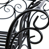 Garden Benches for Outdoors, Metal Garden Benches with Floral Design Backrest, Easy Assembly, for Porch, Yard, Lawn - Photo 4