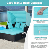 Tangkula Patio Rattan Daybed with Retractable Canopy, Patiojoy Wicker Sun Lounger with 2 Foldable Side Panels - Photo 6