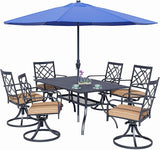 SUNCROWN 7 Pieces Outdoor Dining Set Metal Swivel Cushioned Chairs Patio Furniture Sets with Steel Slat Bistro Table - Photo 1