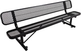 Outdoor Garden Bench, Cast Iron Metal Frame Patio Park Bench with Backrest, Portable Expanded Metal Black Bench - Photo 1