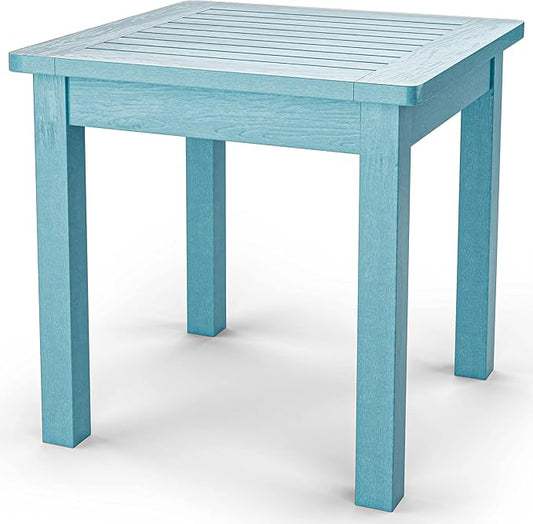 YEFU Oversize Outdoor Side Table, 18 Inch Outside Plastic Adirondack Side Table Weather Resistant, Hips High Strength Poly Wood Rustproof Waterproof Material for Patio, Pool, Front Porch Tables(Blue)