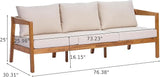 Merax 76.38" Acacia Solid Wood 3-Seater Outdoor Patio Sofa, Teak Finish with Beige Cushions - Photo 2