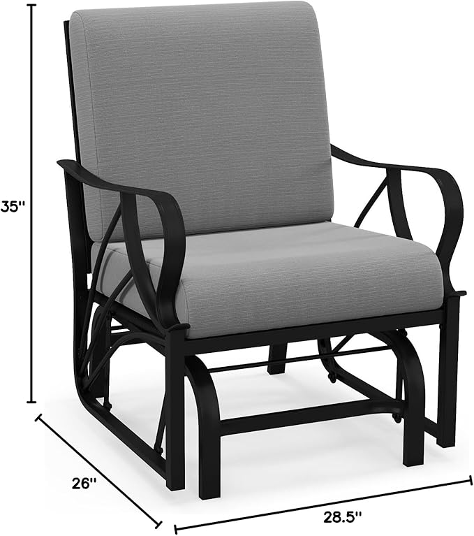 Giantex Outdoor Glider, Patio Rocking Chair with Thick Cushion, Sturdy Metal Frame, Curved Armrest, Ergonomic Design - Photo 3