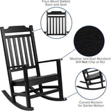 Flash Furniture Winston Set of 2 Rocking Chairs with Side Table - Black Poly Resin - Weather Resistant - Photo 4