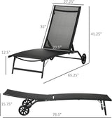Outsunny Chaise Lounge Outdoor, 2 Piece Lounge Chair with Wheels, Tanning Chair with 5 Adjustable Positions for Patio - Photo 3