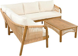 Merax 4-Pieces Outdoor Acacia Wood Patio Sectional Sofa Set, L Shape Couch with Coffee Table - Photo 4