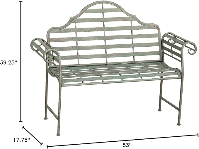 Cape Craftsmen Evergreen Weatherproof Outdoor Bench | Chippendale Style | Holds Up to 500 lbs | Furniture for Lawn Garden Patio Porch Park Deck | Steel | Green