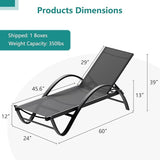 SUNLEI Lounge Chair for Outside Set of 2, Pool Chaise Lounge with S-Shaped Armrest, Patio Lounge Chairs - Photo 2