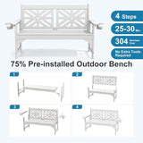 Oversized Outdoor Bench Set of 2, 51.5” HDPE Aesthetic Garden Bench with Cup Holders - Photo 7