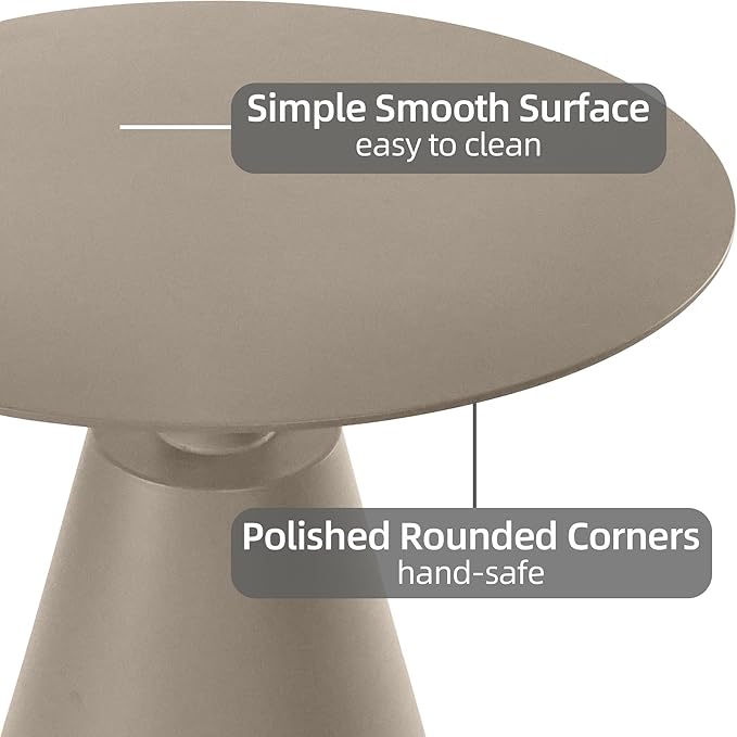 19.5''Φ Outdoor Round Coffee Table Weather-Resistant Aluminum Side Table for Balcony, Patio, Garden, Bedroom (Brown)