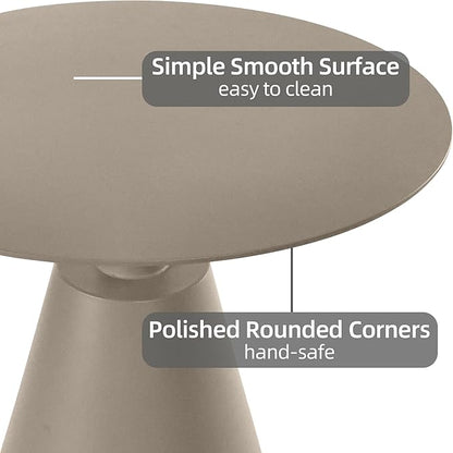 19.5''Φ Outdoor Round Coffee Table Weather-Resistant Aluminum Side Table for Balcony, Patio, Garden, Bedroom (Brown)
