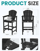 SERWALL Tall Adirondack Chairs Set of 4 with Double Layer Connecting Tray, HDPE Bar Height Outdoor Chairs - Photo 2
