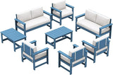 SERWALL 8 Pieces HDPE Outdoor Conversation Sofa Set with Cushions - Photo 8