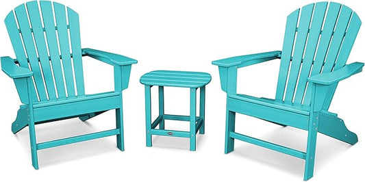 POLYWOOD South Beach 3-Piece Adirondack Chair Set with Side Table