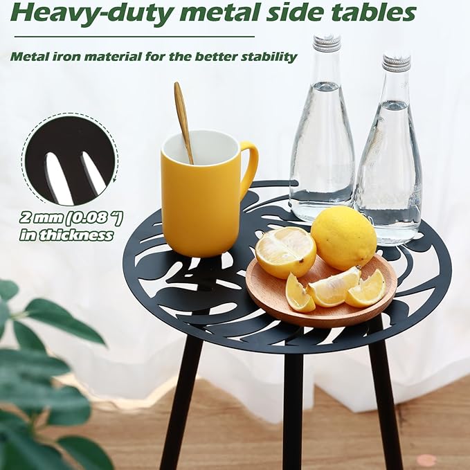 1 Pack Metal Outdoor Side Tables Small Outside Round End Table for Patio Modern Accent Garden Corner Table for Small - Photo 8