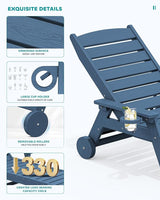 SERWALL Patio Chaise Lounge Chair Set of 2 with 9FT Patio Umbrella, 78'' HDPE Outdoor Lounger - Photo 5