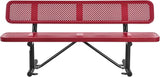 Global Industrial 6'L Heavy Duty Outdoor Steel Picnic Bench with Backrest, Perforated Metal, Portable Outdoor Bench - Photo 7