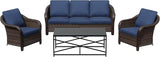 4 Pieces Patio Outdoor Conversation Furniture Set, 78" 3-Seat Couch, 2 Chairs, 47" Metal Coffee Table - Photo 8