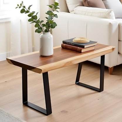 Natural Solid Wood Bench 32"x14"x18"H Live Edge Wooden Entryway Bench Rustic Rectangle Coffee Side Table Living Room Bedroom Bathroom Patio Outdoor Garden Foot Rest Stool
