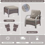Belord 4 Pieces Wicker Patio Furniture Set Outdoor Patio Chairs with Ottomans All Weather Rattan Outdoor High Back Deep - Photo 3