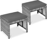 Best Choice Products Set of 2 Wicker Ottomans, Multipurpose Outdoor Furniture for Patio, Backyard, Additional Seating - Photo 1